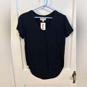 Black V-Neck Women's Top